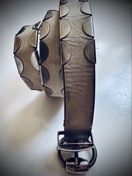 Gucci 經典復古白色皮帶-橄欖扣設計 / Gucci vintage white leather belt - signature olive buckle design and metal de