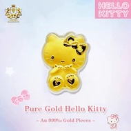 CHOW Goldsmith Hello Kitty 999 Gold Bar（0.3g）Pure Gold KT Cat Gold Slice Solid Gold Pendant