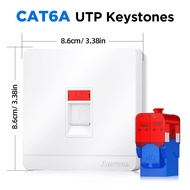 AMPCOM 86mm Faceplate with  CAT6A 10Gbps UTP Keystone Jack No Punch-Down Tool Required Module Couple