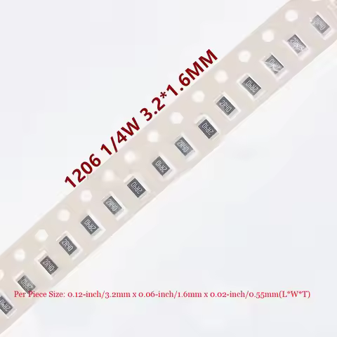 100Pcs 1% 1206 0R -10M SMD Chip Fixed resistor 1 3.3 47 120 330 470 510 680 ohm 1K 2.2K 4.7K 8.2K 68