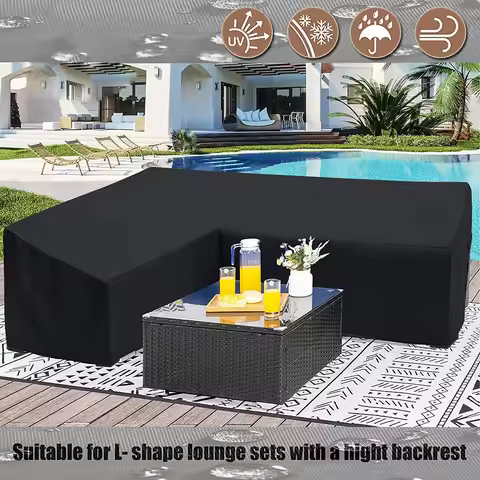 15 sizes Corner Outdoor Sofa Cover Garden Rattan Corner Furniture Cover V Shape L ShapeWaterproof So