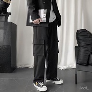 Taiwan Shipping Summer Casual Pants Men Overalls Korean Version Trendy Straight Loose Wide-Leg ins H