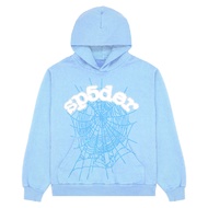 เสื้อสเวตเตอร์ขายาวสีฟ้าอ่อนรุ่นเดียวกับดารา sp5der 555555 Web hoodie SKY BLUE