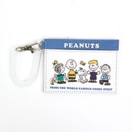 日本Snoopy 伸縮繩 證件套 八達通套 卡片套  Pass Case (Blue white) 平行進口