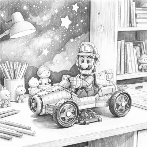 2026 New In Stock Super Mario Luigi 2234pcs Car Model Assembly Super Mario Kart Car Toys Kids Orname