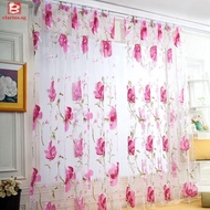 [clarins.sg] Flower Tulle Blackout Modern Curtain Window Screen Drape Bedroom Living Room Home Decor