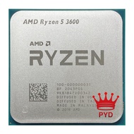 AMD Ryzen 5 3600 3600หกแกนสิบสอง-เกลียว3.6 GHz เครื่องประมวลผลซีพียู7NM 100-000000031 65W L3 = 32M ซ็อกเก็ต AM4 Gubeng