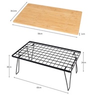 ST/ Camping Folding Table Bamboo Allegro Dining Table Folding Mesh Table Outdoor Camping Portable Barbecue Grill Tablewa