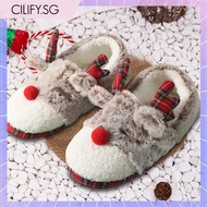 [Cilify.sg] Women Christmas Elk House Slippers Cozy Home Cotton Shoes for Winter Home Indoor