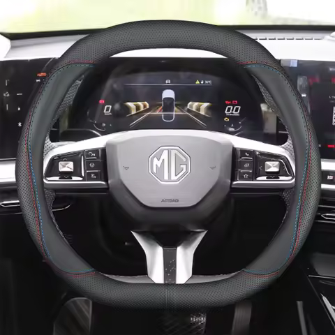 37-38cm Nappa Breathable Fashion Aftermarket Dual-D Steering Wheel Cover for MG ZS / ZS EV HS MG4 EV