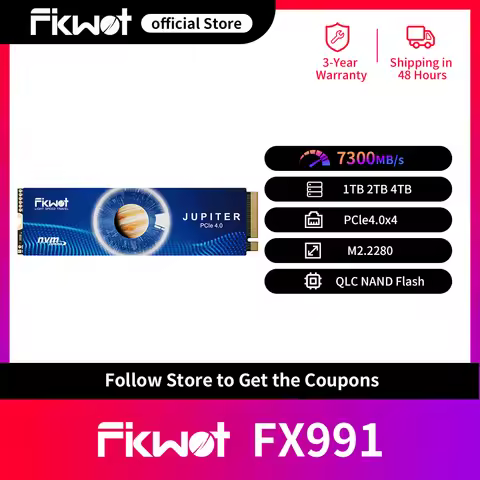 Fikwot FX991 FX910 M.2 SSD PCIe4.0x4 7100MB/s 1TB 2TB 4TB 3D QLC NAND Internal Solid State Drive for