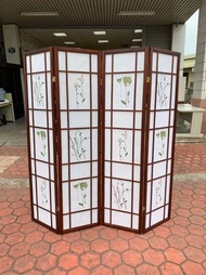 香榭二手家具*全新精品 三朵花四片屏風-木製屏風-6尺屏風-折合屏風-日式屏風-隔間屏風-實木屏風-擋板-折疊-收納屏風