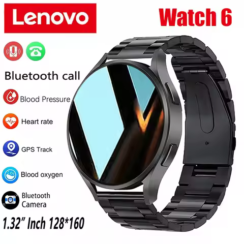 Global Lenovo Watch 6 Smart Watch 1.32 inch 128*160 Bluetooth Call Health Monitoring Alarm Clock Fas