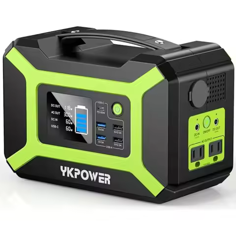 300W Portable Power Station with Peak 600W Output, 296Wh Lithium Battery Backup, 110V AC and 60W USB