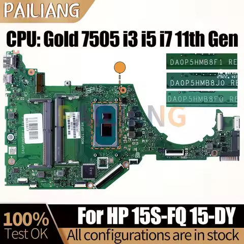 For HP 15S-FQ 15-DY Notebook Mainboard Laptop DA0P5HMB8F0 DA0P5HMB8J0 M16463-601 Gold 7505 i3i5 i7 1