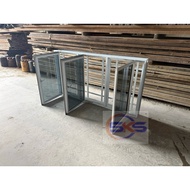 SKS 2in1 White Undercoated Window Grille Black 1750mm(W) x 910mm(H) Push Casement Aluminium Tingkap 
