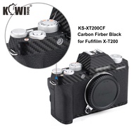JJC ป้องกันรอยขีดข่วน 3M กาวผิวกล้องฟิล์มสำหรับ Fujifilm Fuji xt200 XT200 X-T200 ตัวป้องกันกล้องเงาสีดำสติกเกอร์ตกแต่งเมทริกซ์สีดำคาร์บอนไฟเบอร์สีดำ