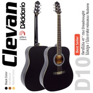 [Hot Selling] Clevan D10 Acoustic Guitar 41" D Shape Solid Nubone Spruce Wood (Black) + D'addario String ** Spec Yamaha F310/Set-Up To Play Easy Before Delivery