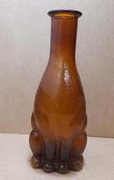 早期玻璃瓶 狗狗身體造型琥珀色氣泡玻璃瓶 花瓶 擺飾