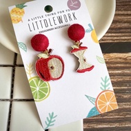 [Littdlework Flagship Store] Embroidered Earrings-Apple Bite