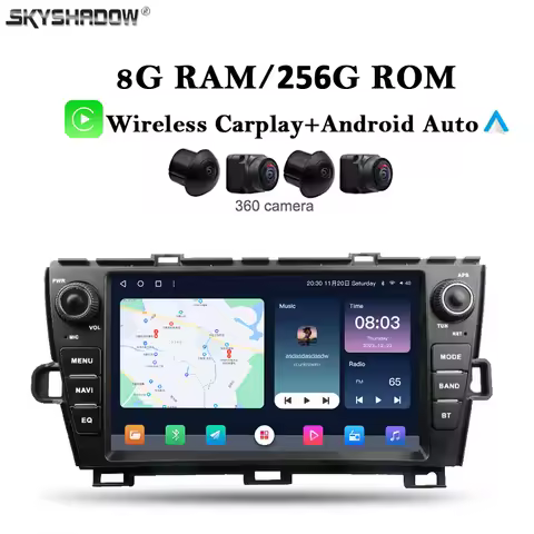 Carplay Auto Android 13.0 8G+256G DSP Car DVD Player GPS WIFI Bluetooth 5.0 RDS Radio For Toyota Pri