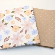 Cotton Fabric 1 Twill Meter Width 2.35 Meters 93 Inches Large Flower Print Cream Color Fa