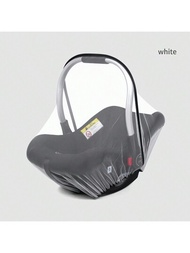 1入搭配手提把手的白色蚊帳,附有收納袋,適用於嬰兒車、電動搖籃、搖椅、通用網狀蓋