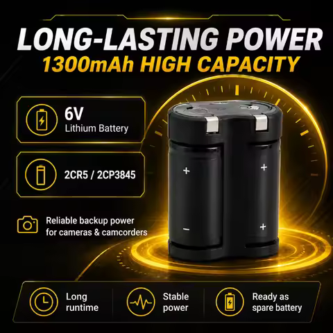 2CR5 Lithium Battery 6V Camera 2CR-5W Camera 2CP3845 Long Endurance Lithium Rechargeable 1300mAh Bat