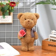 Doll Decoration Bouquet Resin Home Teddy Bear Gift Desktop Crafts Violent Bear Living Room Decoratio