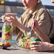 DONOVAN Leakproof Salad Jar, Plastic Portable Salad Container, Salad Box with Side Opening Transpare