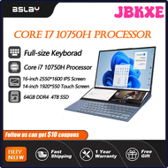 JBKXE Dual Screen Laptop 16.1 Inch + 14.1 Inch Touch Screen Core i7 10750H Processor Gaming Laptop D