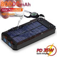 Power Bank 80000Mah Solar Charger Waterproof Backup Battery Powerbank For Outside Emergency Charger With SOS LED Outdoor Igniter