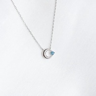 倫敦藍托帕石925純銀星月項鍊