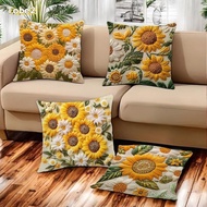 TOBE2 1pc/4pcs Pillow Cover, 45 x 45 Square Plush Linen Pillowcase,  Breathable  Sunflowers Flower T