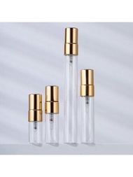 10入組2ml/3ml/5ml/10ml便攜式透明玻璃可裝香水的鋁噴霧器金色和銀色噴霧瓶相同的樣品空瓶