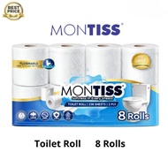 Montiss 8 Roll Toilet Tissue 238 Sheets 2ply PREMIUM Toilet Tissue Toilet Paper