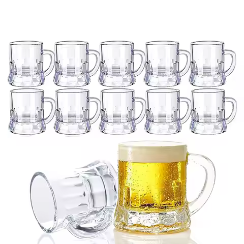 12PCS Mini Beer Mug Shot Glasses, Heavy Base Clear Mini Beer Mugs, Small Shot Cups for Party Drink, 