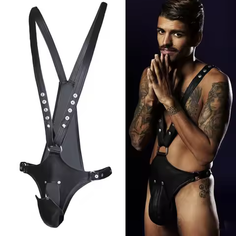 Hot Erotic Underwear BDSM Fetish Costume Men Gay Leather Harness Body Bondage Belt Strap Punk Rave C
