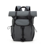Unisex Roll-Top Backpack Beg Sandang - 17L-23L Expandable with Scratch-Resistant PU Fabric, Luggage 