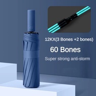 12Ribs 60 Bone Full Automatic Umbrella Three Folding Male Female Parasol Umbrella Rain Women Windpro