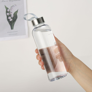 Glass water bottle, glass bottle with carrying strap 300ml, 500ml