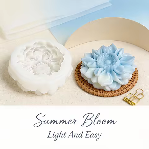 Sunflower Bloom Silicone Candle Molds , Crisp Seed Center Texture, Reusable Mold For Scented Candle 