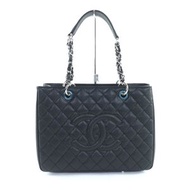 全新未使用 CHANEL A50995 Matelasse Coco Mark 魚子醬皮革 GST 手提包，黑色，銀色五金，附防塵袋，義大利製造，女士款
