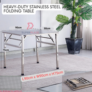 L90xW90xH75cm Stainless Steel Folding Table Portable Banquet Table Function Working Bazaar Study Din