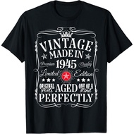 Men's cotton T-shirt Vintage 80th Birthday Decorations Vintage 1945 80 Years Old T-Shirt