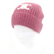 Unused item □ CELINE 2AA32384D 100% Cashmere Triomphe Beanie Knit Cap Pink Made in Italy Authentic W