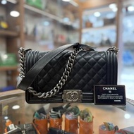 99%new Used Boy Chanel 25 黑色荔枝皮復古銀扣 #香奈兒leboy