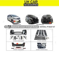 Toyota Alphard 08 convert 18 Anh 20 Convert 30 Front Bumper, door plate and Rear bumper with Accesor