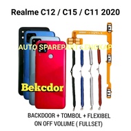 TOMBOL Backdoor + Button + Flexible Realme C12 / C15 / C11 2020 Fullset Back Cover Back Caver Backdo