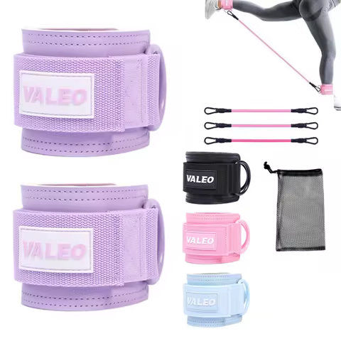 Resistance Bands Set with PU Leather Ankle Straps, Glutes Workout Equipment, Butt Exercise Equipment